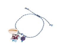 ZEPFJHE De Charme Créature Marine Fait À La Main Réglable avec Étoiles Mer en Céramique Shell Fish Pendant Traidé Cordon Bijoux Bijoux Corde Perle en Céramique