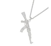 ZEPFJHE De Mitraille Élégants Pendentif Éboulotants De La Chaîne Plaquée En Or Blanche Hipsters Streetwear Diamants Accessoire Pour Les Femmes Et Les Hommes