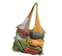 ZEPFJHE De Travail Polyvalent Fourre-tout En Tricot À La Mode En Polyester Spacieux Léger Pour Les Professionnels Voyage Quotidien Tricoté Pratique Avec Patchwork