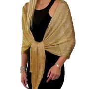 ZEPFJHE Écharpe à paillettes argentées pour robes de soirée, festival, fête de mariage, tenue formelle, châle scintillant, doré, Taille unique