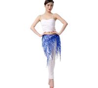 ZEPFJHE Écharpe de danse du ventre à lacets latéraux avec paillettes pour costume de danse du ventre Jupe à paillettes, bleu marine, Taille unique