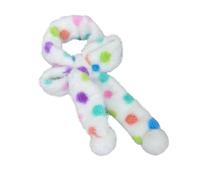 ZEPFJHE Écharpe d'hiver en peluche douce pour femme - Motif à pois colorés - Léger - Chaud - Cache-cou pour peaux sensibles, blanc, M