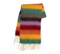 ZEPFJHE Écharpe d'hiver pour femme - Écharpe arc-en-ciel à pompons - Sensation classique - Unisexe - Tenue d'activités de plein air, Orange et vert str, M