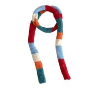 ZEPFJHE Écharpe en tricot pour femme - Longue ceinture fine - Cravate - Foulard pour filles - Accessoires photo - Long foulard tendance des années 2000, riz rouge et bleu, M