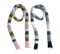 ZEPFJHE Écharpe en tricot pour femme - Longue ceinture fine - Cravate - Foulard pour filles - Accessoires photo - Long foulard tendance des années 2000, gris, blanc, noir., M