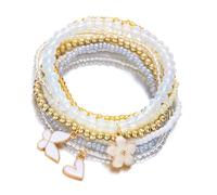 ZEPFJHE Élastique réglable avec breloque papillon en forme de cœur floral pour superposer des bijoux, taille unique, Comme décrit