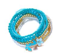 ZEPFJHE Élastique réglable avec breloque papillon en forme de cœur floral pour superposer des bijoux, taille unique, Comme décrit