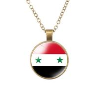 ZEPFJHE Élégant collier avec pendentif drapeau syrien symbolisant la fierté nationale et l'identité culturelle dans des matériaux robustes - Style décontracté - Symbole culturel, taille unique, Comme