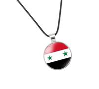 ZEPFJHE Élégant collier avec pendentif drapeau syrien symbolisant la fierté nationale et l'identité culturelle dans des matériaux robustes - Style décontracté - Symbole culturel, taille unique, Comme
