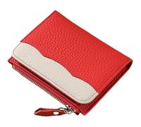 ZEPFJHE Élégant petit portefeuille pour femme avec blocage portable et porte-monnaie en cuir PU accrocheur porte-cartes pour femme, Rouge
