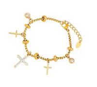 ZEPFJHE Élégante breloque soleil et lune avec accents de cristal en acier inoxydable léger à porter au quotidien Bijoux tendance inspirés du soleil et de la lune, Gold, Comme décrit, Comme décrit.