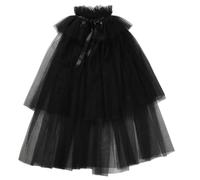 ZEPFJHE Élégante cape noire en tulle pour mariée, châle d'Halloween, cape châle, bijoux d'épaule couvrant l'épaule, Noir , Taille unique
