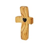 ZEPFJHE Élégante croix de poche portable de 10,2 cm de long avec motif cœur pour méditations personnelles et pratiques religieuses Cadeau religieux