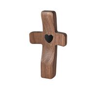 ZEPFJHE Élégante croix de poche portable de 10,2 cm de long avec motif cœur pour méditations personnelles et pratiques religieuses Cadeau religieux