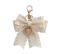 ZEPFJHE Emplacement Élégant Bowknot avec Perles De Mode Perls Charme Mignitude Accessoire Pendre Suspendu Délicat pour Clés Et À Main Accessoires De À Main