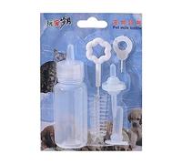 ZEPFJHE Ensemble biberon d'allaitement pour chiens avec tétine en silicone et brosse de nettoyage pour nouveau-nés et petits animaux réutilisables et lavables