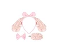 ZEPFJHE Ensemble d'accessoires de costume pour chien 1/3/4 avec oreilles de chien, bandeau, queue, jupe tutu, kit d'accessoires pour enfants, costume d'animal pour cosplay
