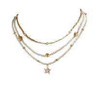 ZEPFJHE Ensemble de bijoux 3 pièces faits à la main avec collier de perles et coquillages - Accessoires faits à la main pour femmes et filles - Ensemble de bijoux de vacances à la plage, taille unique