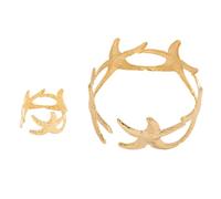ZEPFJHE Ensemble de bijoux géométriques creux et anneaux en forme d'étoile de mer Texture alliage Convient pour les fêtes de travail et les rendez-vous galants Porter un doigt de poignet tendance