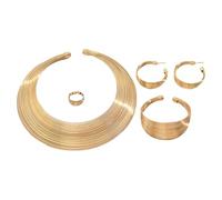 ZEPFJHE Ensemble de bijoux géométriques modernes réglables avec collier et anneaux adaptés pour un usage quotidien et diverses occasions