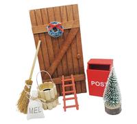 ZEPFJHE Ensemble de décorations de Noël miniatures en bois pour maison de poupée à l'échelle 1/12, accessoires de vacances pour festival, décoration de village de Noël miniature