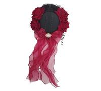ZEPFJHE Épingle à cheveux avec chaîne de perles - Fleur - Élégant ruban en dentelle - Chapeau - Accessoire punk d'Halloween - Pince à cheveux élégante pour filles