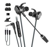 ZEPFJHE ESports Écouteurs intra-auriculaires pour joueurs avec double microphone Design pilote 10 mm Connexion 3,5 mm Isolation du bruit