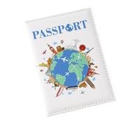 ZEPFJHE Étui de passeport en cuir synthétique avec impression couleur - Accessoires de voyage pour homme et femme, blanc