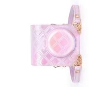 ZEPFJHE Étui pour appareil photo brodé à carreaux en cuir PU souple avec bretelles pour Mini12, violet clair, Ensemble de bagages