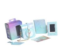 ZEPFJHE Étui pour appareil photo, sac en cuir PU avec bandoulière réglable, cadre pour album photo, autocollants, sac de protection en polyuréthane, Panier nacré, Ensemble de bagages