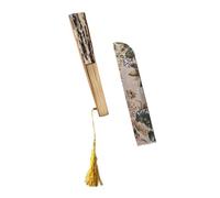 ZEPFJHE Éventail à main traditionnel en tissu de soie et cadre en bambou avec motif floral chinois pour photographie et événement culturel