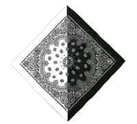 ZEPFJHE Foulard carré unisexe en coton - Motif floral - 50 x 50 cm, noir/blanc, M
