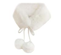 ZEPFJHE Foulard pour femme - Col court - Élégant cache-cou - Chaud - Fermeture à nouer, Boule de fourrure blanche, M