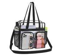 ZEPFJHE Fourre-tout transparent pour événements avec deux poches zippées sur le devant, de transport transparent avec sangle réglable et poches latérales en pour les concerts et d ' entrée de