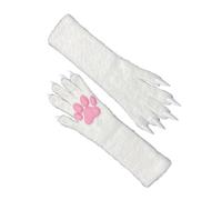 ZEPFJHE Gants 3D motif pattes conçus pour les marchés internationaux avec confort et chaud, faux accessoire pour cosplay, gants de cosplay, blanc, A
