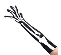 ZEPFJHE Gants à doigts complets squelette Mitaines à imprimé os Halloween Longueur de bras long Longueur de poignet Accessoire de costume de danse Halloween Squelette Homme Homme Long pour adultes