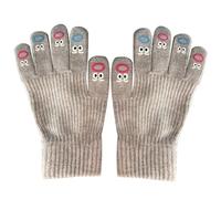 ZEPFJHE Gants de dessin animé à la mode avec doigts Screentouch chauds et résistants au vent Nouveauté Bouche tricotée pour étudiants chauds et respirants, gris, taille unique