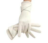 ZEPFJHE Gants en daim pour femme avec doublure en polaire pour plus de chaleur et élégants avec nœud papillon pour un usage quotidien Accessoires de mode d'hiver, beige, taille unique