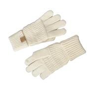ZEPFJHE Gants épais thermiques pour l'hiver - Doublure chaude - Élégant - Pour fille et femme - Tricot épais, Blanc laiteux, taille unique