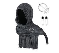 ZEPFJHE Grec God Épaule Cape Post Apocalyptique Enveloppe Écharpe Rogues Cowl Renaissances Costume Men Médievale Cape À Capuche Post Apocalyptique Scarpe Cowl Chaman