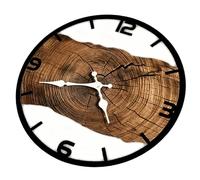 ZEPFJHE Horloge murale silencieuse en bois pratique avec cadre en métal - Installation facile - Décoration de bureau et de salon - Horloge murale contemporaine