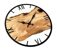 ZEPFJHE Horloge murale silencieuse en bois pratique avec cadre en métal - Installation facile - Décoration de bureau et de salon - Horloge murale contemporaine