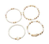 ZEPFJHE Hot Day Bracelets empilables en céramique avec perles et coquillages - Bracelet de plage extensible - Cadeau pour femme - Fait à la main, taille unique, Comme décrit