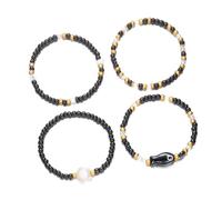 ZEPFJHE Hot Day Bracelets empilables en céramique avec perles et coquillages - Bracelet de plage extensible - Cadeau pour femme - Fait à la main, taille unique, Comme décrit