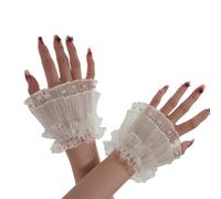 ZEPFJHE Housses de poignet élastiques confortables avec broderies florales et perles décoratives pour femmes accessoires de photographie manches de poignet, beige, taille unique
