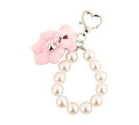 ZEPFJHE Joli porte-clés ours en peluche avec chaîne de perles robuste pour femme à la mode usage quotidien décontracté, rose, M