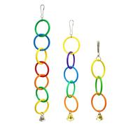 ZEPFJHE Jouet de stimulation mentale pour oiseaux avec anneaux colorés et cloches avec crochet sûr pour cages et volières Jouet interactif pour oiseaux