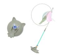 ZEPFJHE Jouet pour animaux de compagnie en acier élastique avec base à ventouse sécurisée pour l'intérieur et les agilités, baguette pour animal de compagnie pour les voyages