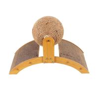 ZEPFJHE Jouet pour chat avec boule rotative en sisal et base en bois pour stimuler la curiosité Jouet en bois robuste