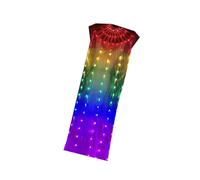 ZEPFJHE LED Light Up Rainbow Silk Fan Performances Colorful Long Pliing Hand Veil For Belly Dance And Party Decorations Dance En Soie